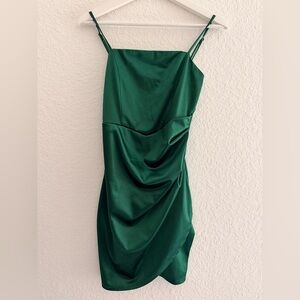 Emerald Sundae Emerald Green Satin Mini Dress | Party Dress
